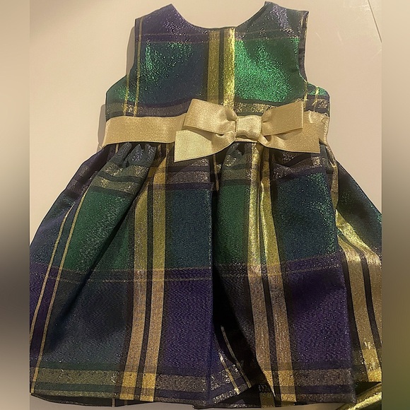 Bonnie Jean Girls (12) Navy Plaid Hi-Low Party Dress with Matching Doll Dress - Picture 7 of 15